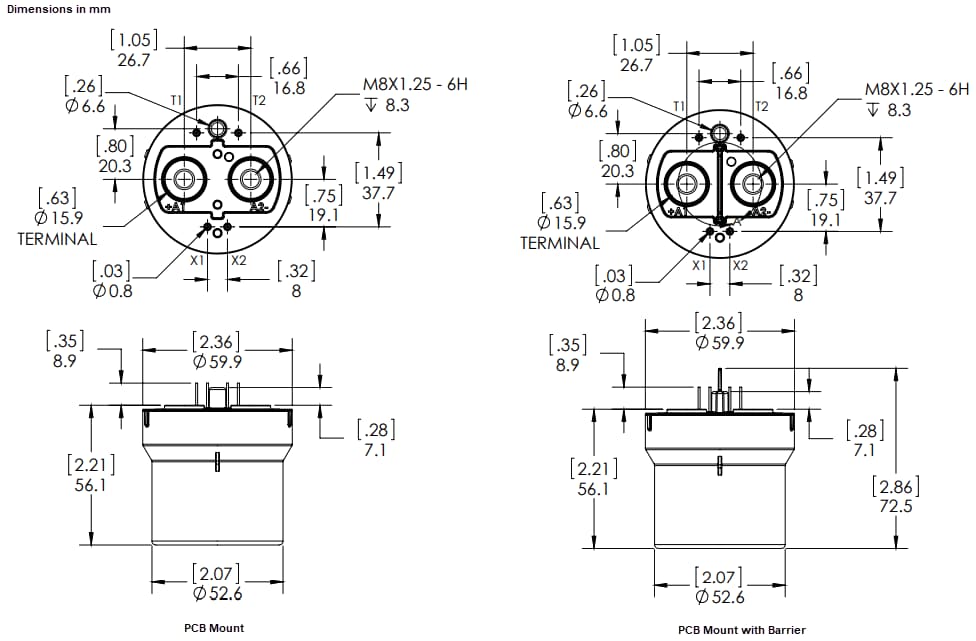 Mechanical Drawing - Gigavac GV14 100VDC Contactors